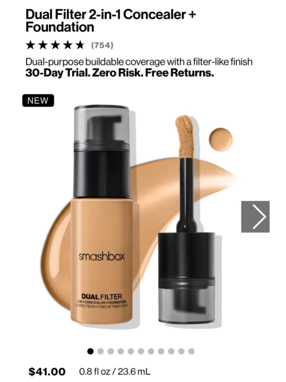 NWT Smashbox Dual Filter Foundation & Concealer-Medium 16 Warm